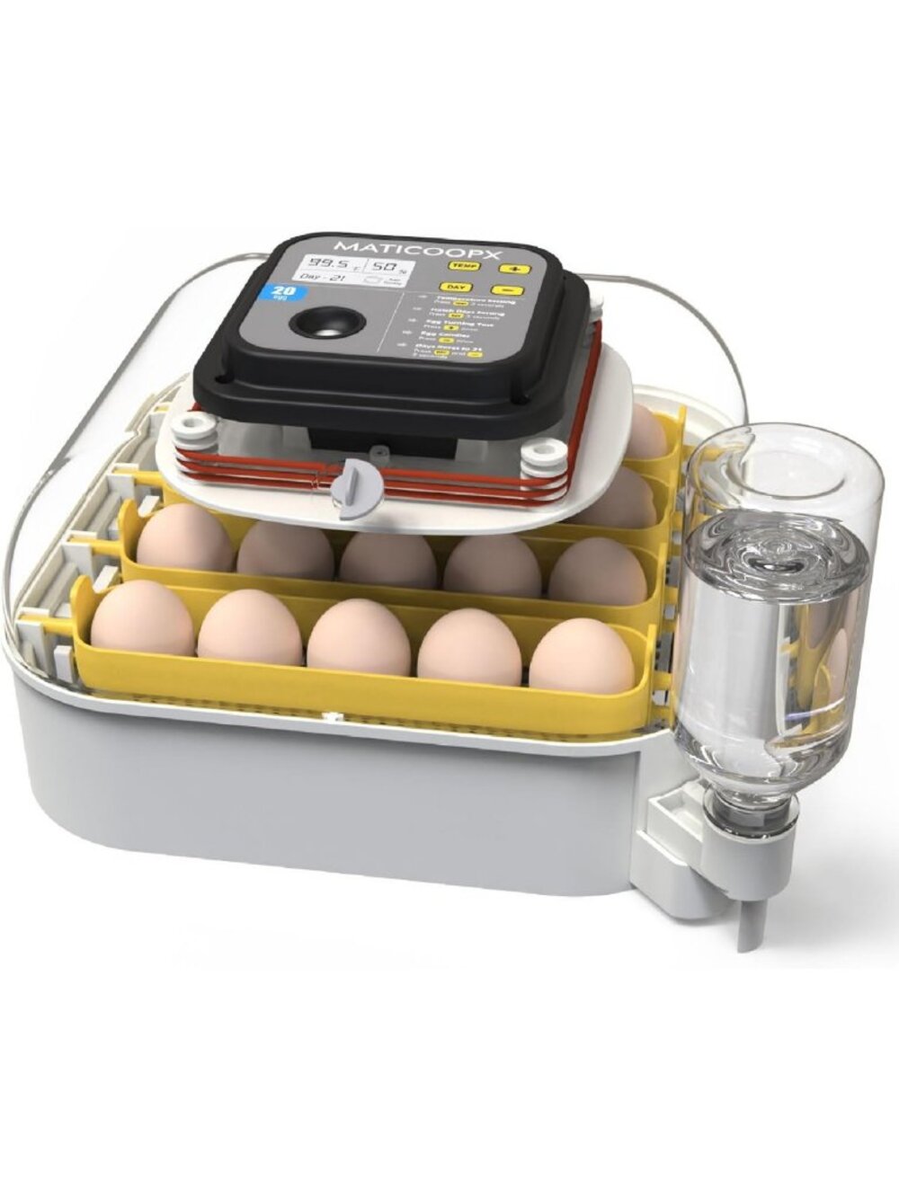 20 Egg Incubator with Humidity Display, Automatic Turner & Egg Candler for